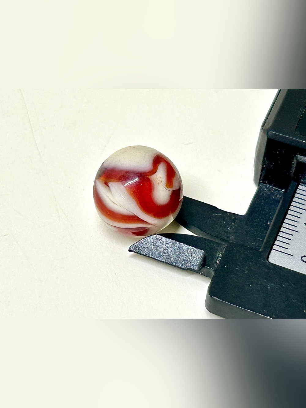 Antique Akro Agate Corkscrew Flaming Red Cream Swirl Marble